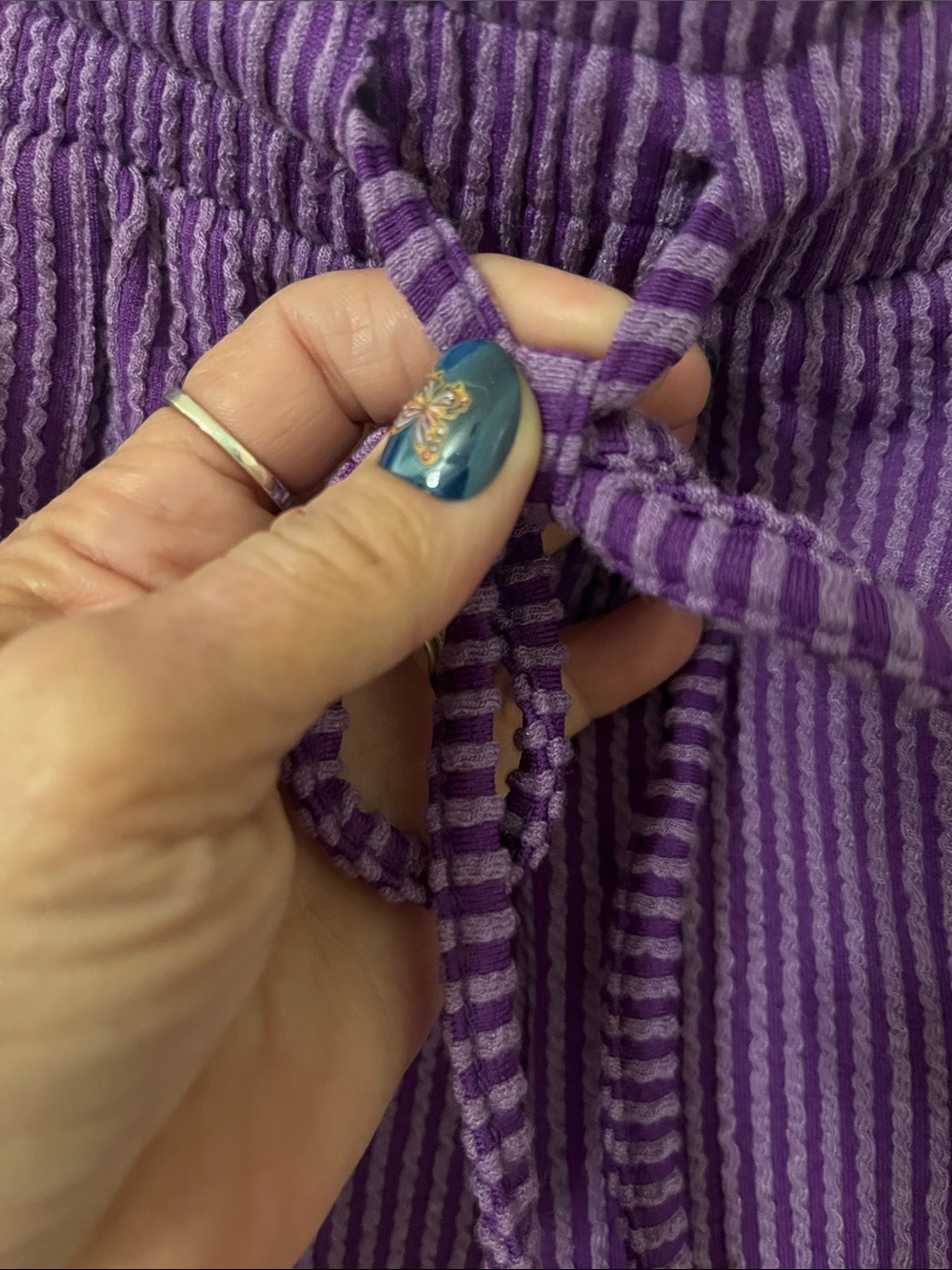 Zenana Outfitters Purple Striped Bottoms and top - Picture 3 of 5